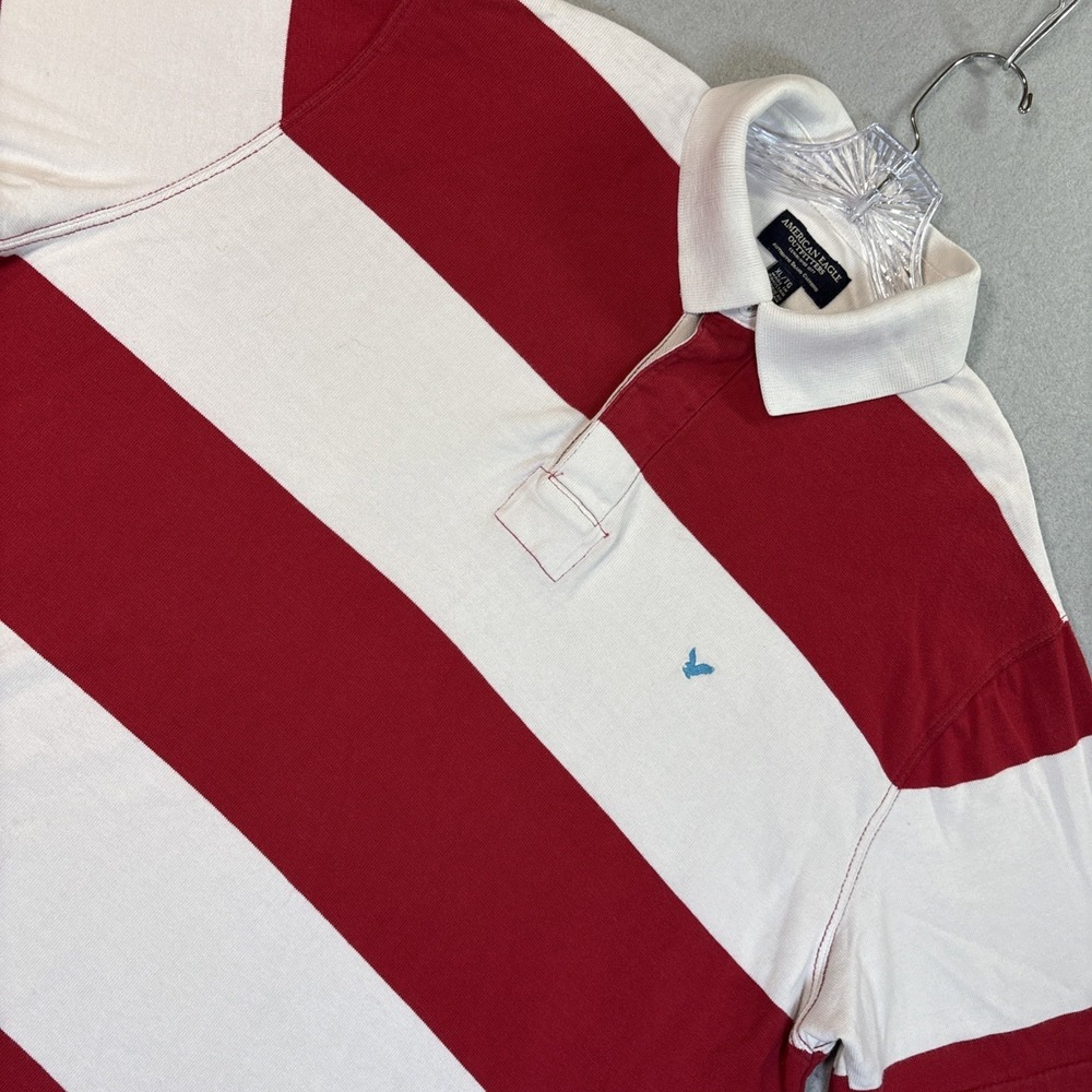 VTG American‎ Eagle Outfitters Rugby Polo Shirt Mens XL Red White Stripe Vintage